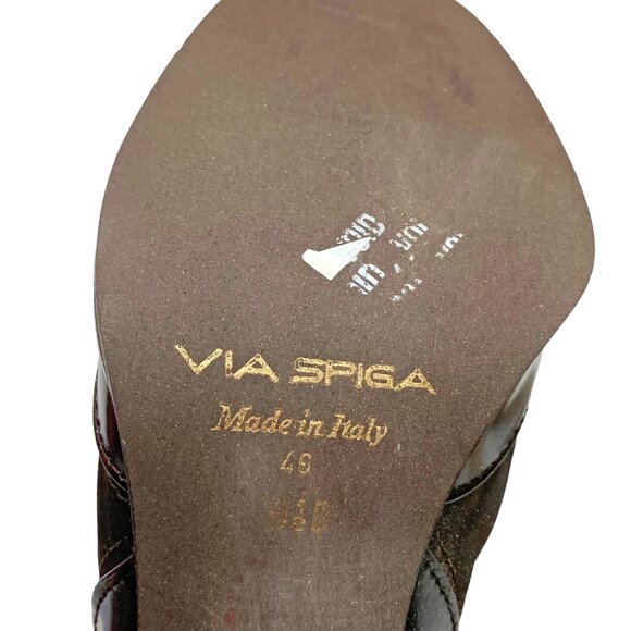 VIA SPIGA Neiman Marcus Brown Textile Leather Block‎ Heel Pumps - Picture 3 of 11